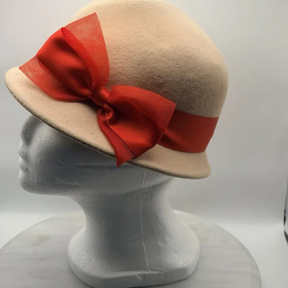 American Girl Kit BeForever Red Ribbon Hat Girls S/M 100% Wool Retired 2014